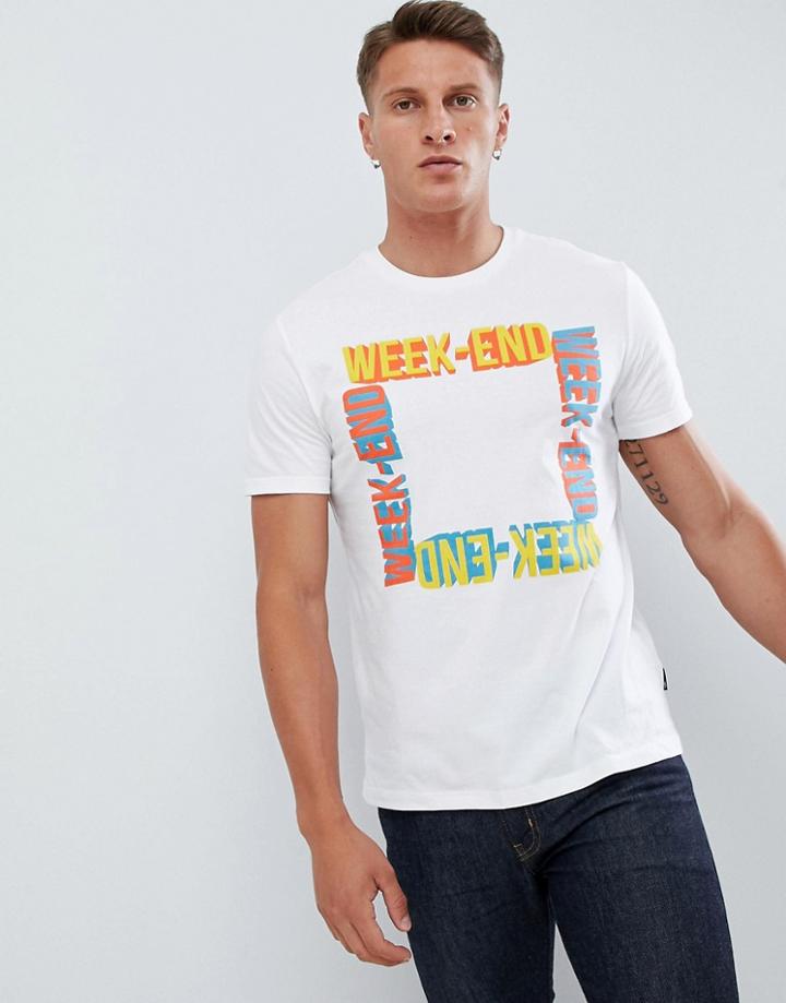 Burton Menswear T-shirt With Weekend Print In White - White