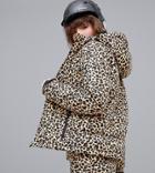 Protest Revet Puffer Snow Jacket In Cheetah Print - Multi