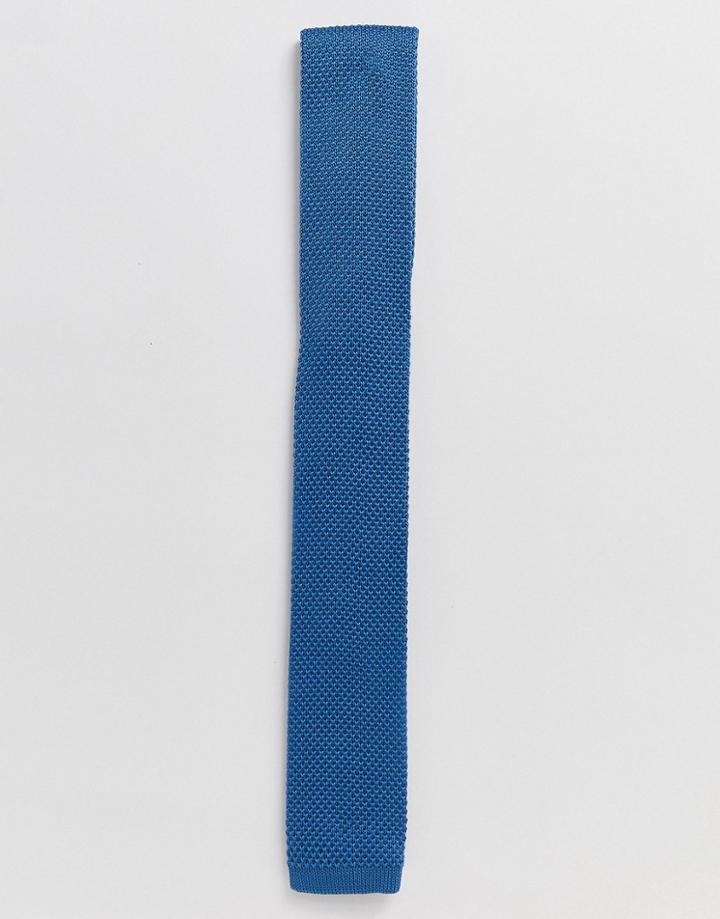 Twisted Tailor Knitted Tie In Blue