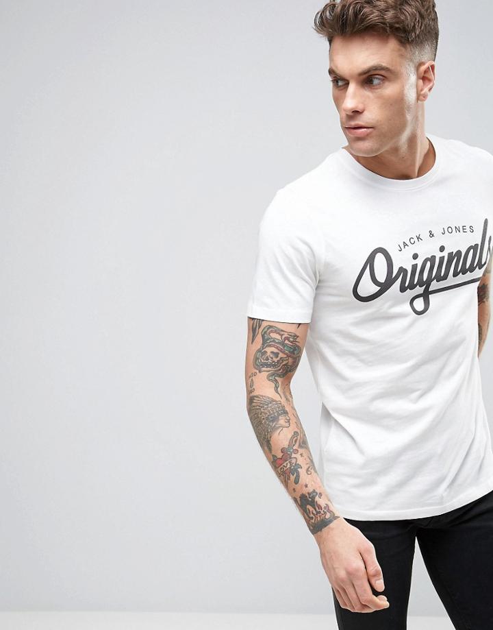 Jack & Jones Originals Logo Print T-shirt - White