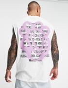 Asos Design Oversized Tank In White Organic Cotton With Graffiti Back Print