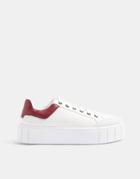 Topshop Lace Up Sneakers In Burgundy-red