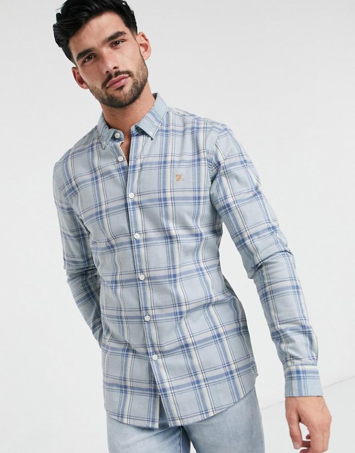 Farah Plaid Slim Long Sleeve Shirt-blues
