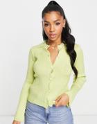 Asos Design Sweater With Collar In Green