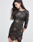 Goldie London Calling Embroidered Lace Mini Dress - Black