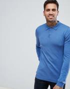 Asos Knitted Muscle Fit Polo In Sky Blue - Blue