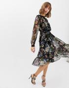 Needle & Thread Printed Midi Dress-black