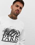 River Island Sweatshirt With Paris Dragon Print In White