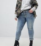 Zizzi Emily Mid Waist Slim Leg Jean - Blue