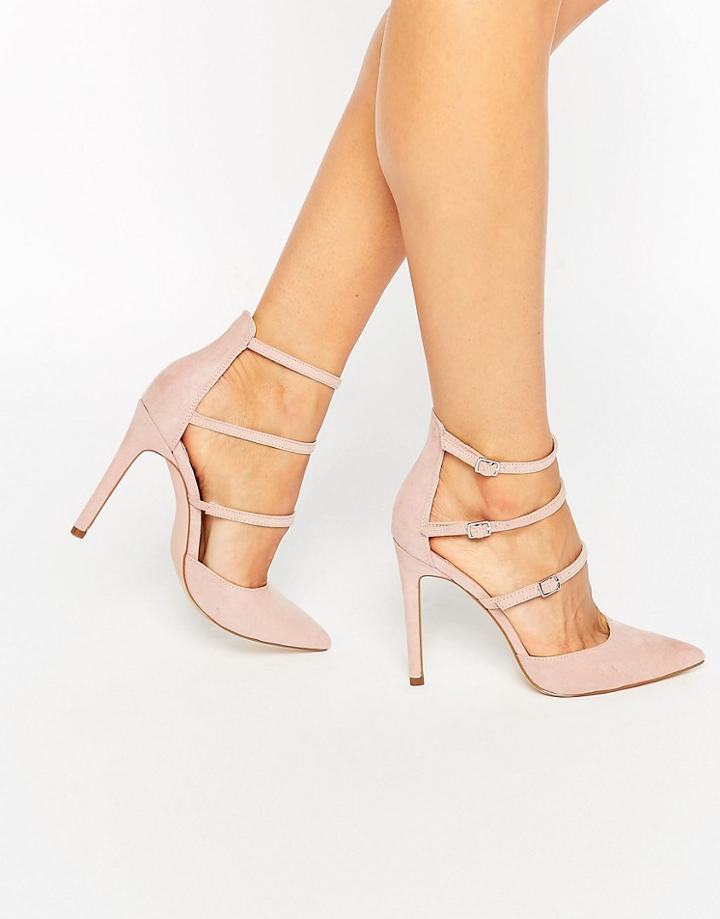 Faith Triple Strap Heeled Shoes - Nude