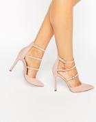 Faith Triple Strap Heeled Shoes - Nude