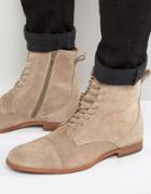 Zign Suede Lace Up Boots - Stone