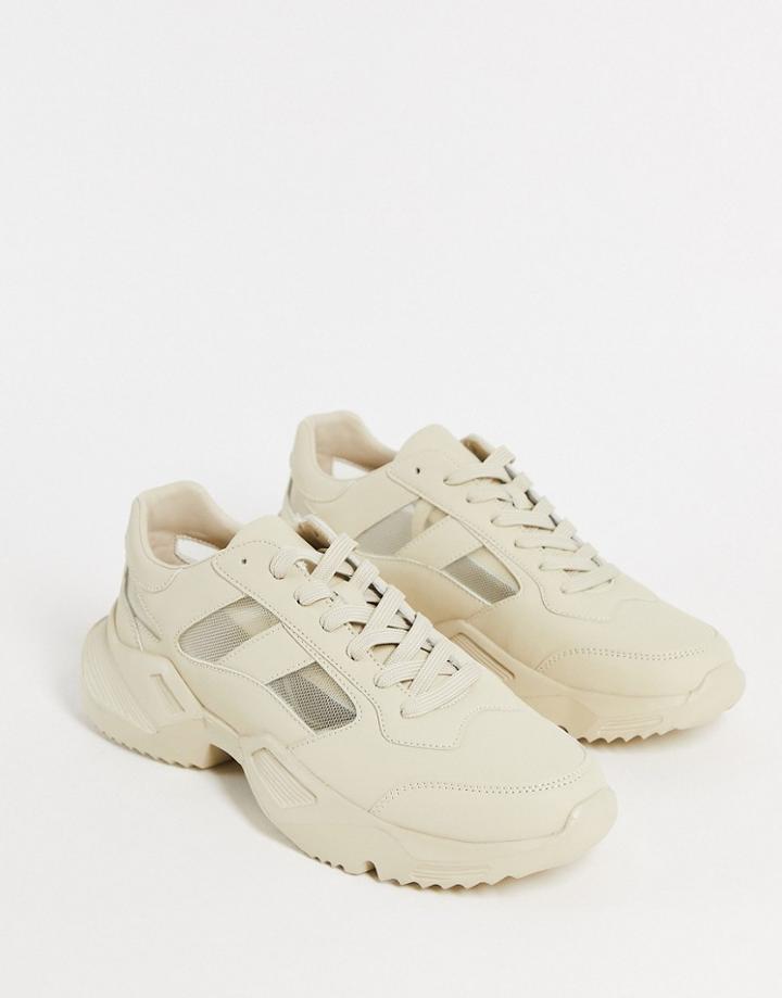 Public Desire Lowell Cut Out Sneakers In Beige-neutral