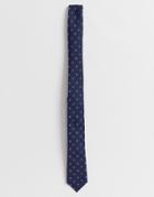 Asos Design Slim Tie In Navy Ditsy Floral - Navy