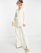 Vero Moda Aware Split Front Tailored Pants In Cream - Part Of A Set-white