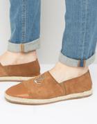Walk London Riviera Embroidered Anchor Suede Espadrilles - Tan