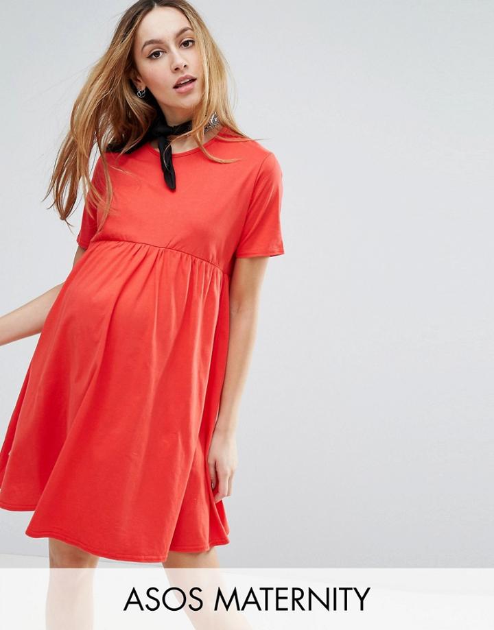 Asos Maternity Ultimate Smock Dress - Red