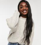 Asos Design Tall Sweater With Batwing And Pleated Sleeve Details In Oatmeal-neutral