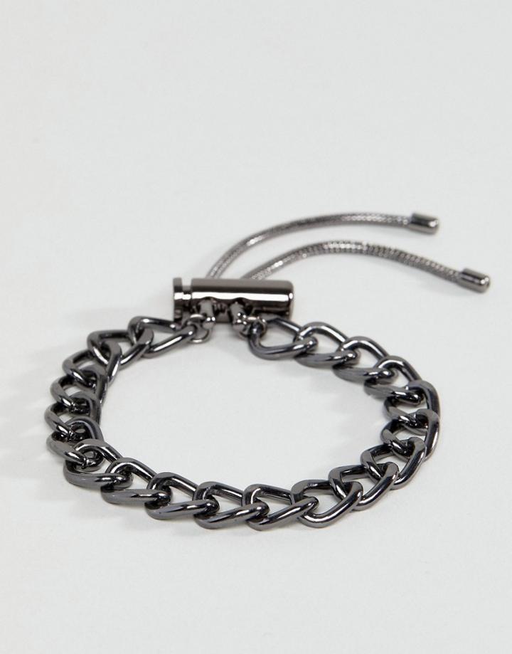 Asos Chunky Chain Bracelet In Gunmetal - Black