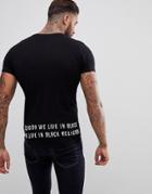 Religion T-shirt With Curved Hem And Embroidered Back - Black