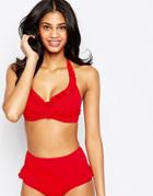 Pour Moi Splash Halter Underwired Bikini Top - Red