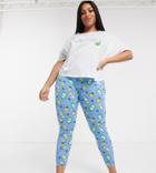 Asos Design Curve Ginfluencer Tee & Legging Pyjama Set-blue