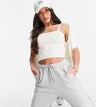 Threadbare Tall Keegan Knit Cami Top And Cardigan Set In Off-white
