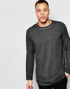 Cheap Monday Long Sleeve Top Shatter Loose Fit Wide Neck Black Overdye - Moon Black
