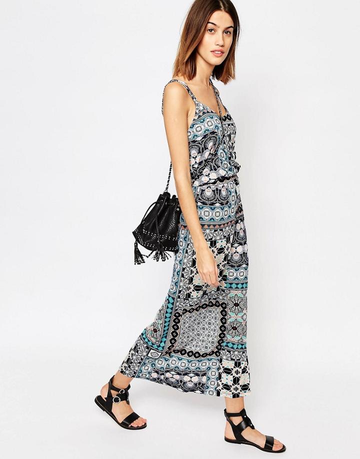 Warehouse Prairie Patchwork Midi Dress - Multi