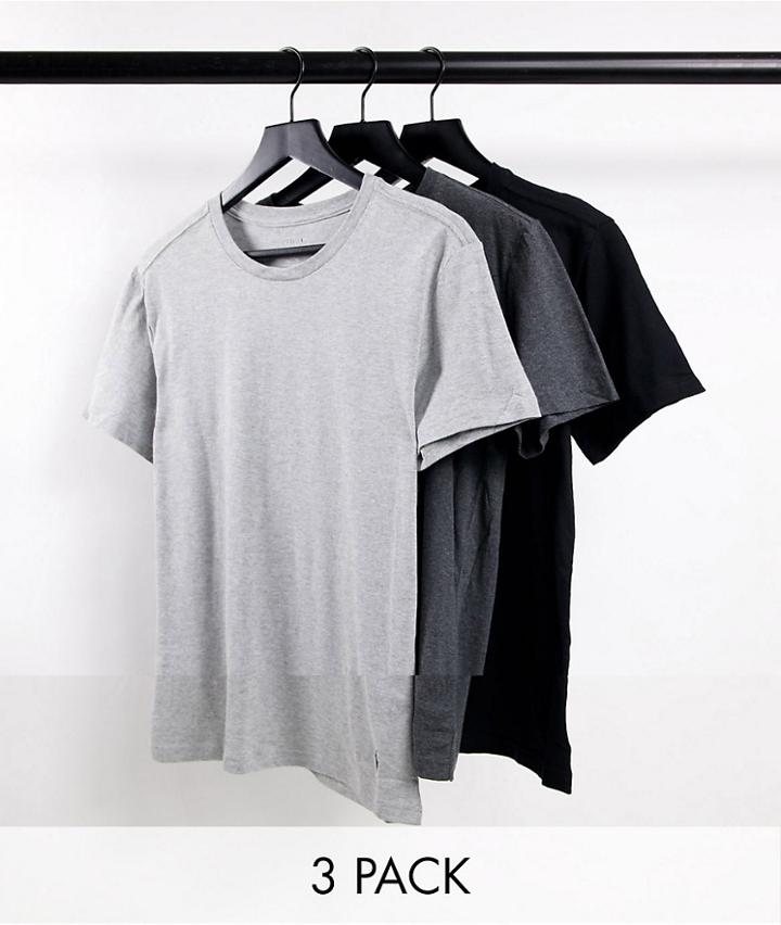 Polo Ralph Lauren 3-pack Slim Fit T-shirts With Pony Logo In Gray/charcoal/black