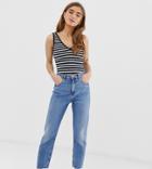 Asos Design Petite V-neck Tank Body In Stripe-multi