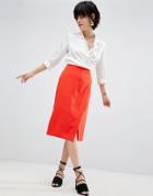 Warehouse Wrap Pencil Skirt - Red
