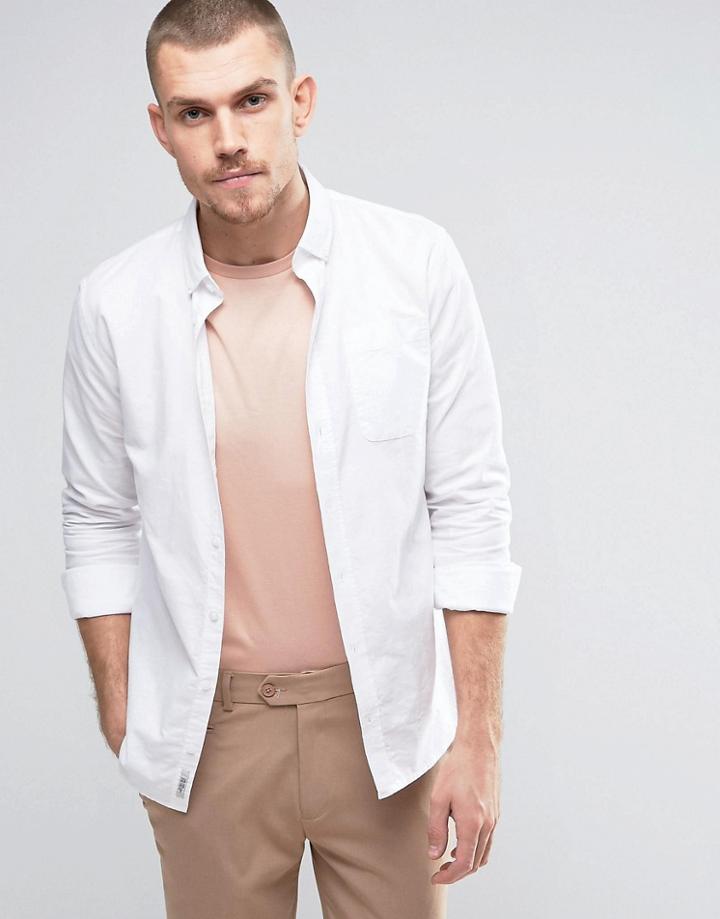 Casual Friday Shirt In Slim Fit With Pocket - White