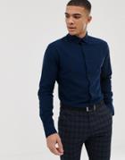 Selected Homme Slim Fit Smart Linen Shirt - Navy