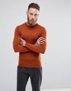 Asos Muscle Fit Merino Wool Sweater In Copper - Copper