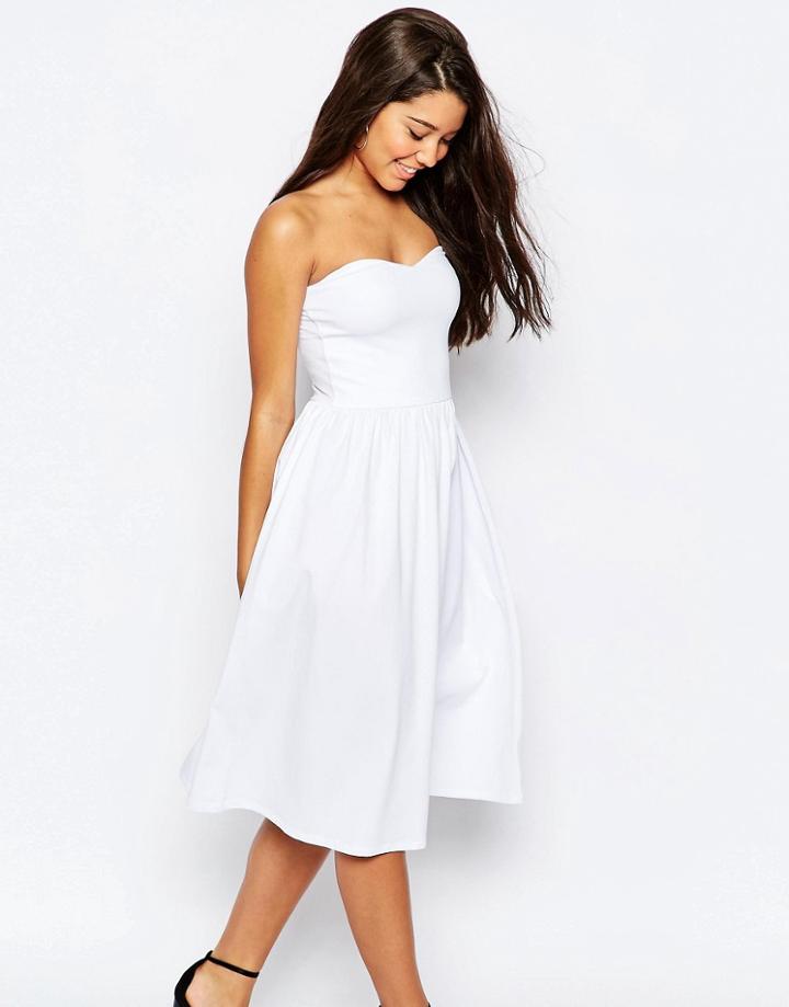 Asos Bandeau Midi Sundress - White