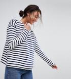 Asos Tall Stripe Top In Baby Loop Back - Multi