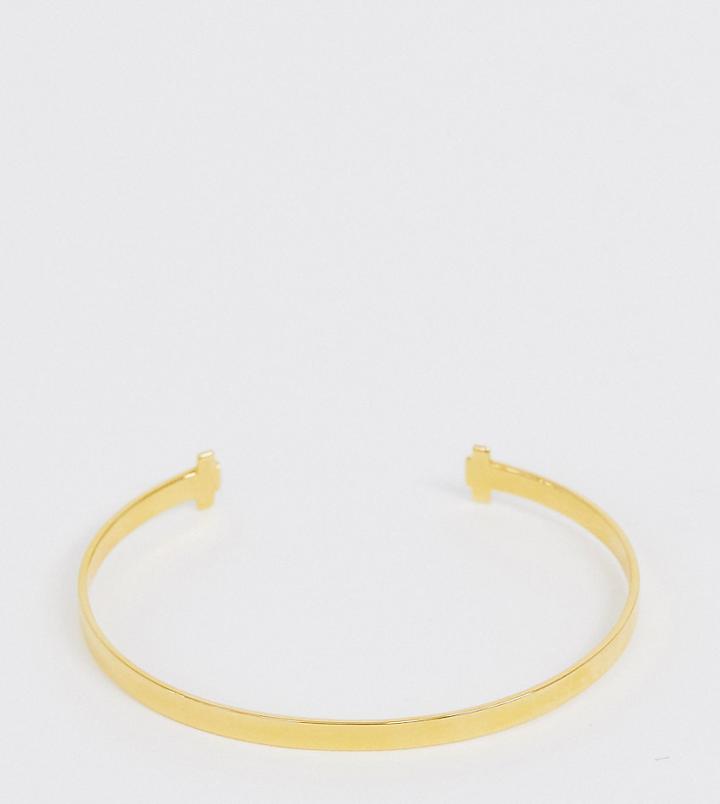Astrid & Miyu 14 Gold Slim Bangle Layering Cuff Bracelet - Gold