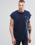 Asos Oversized Sleeveless Logo T-shirt In Navy - Navy