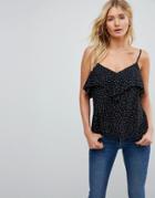 Asos Fuller Bust Cami With Ruffle Open Back In Spot - Multi