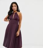 Asos Design Petite Prom Midi Dress With Necklace Trim-purple