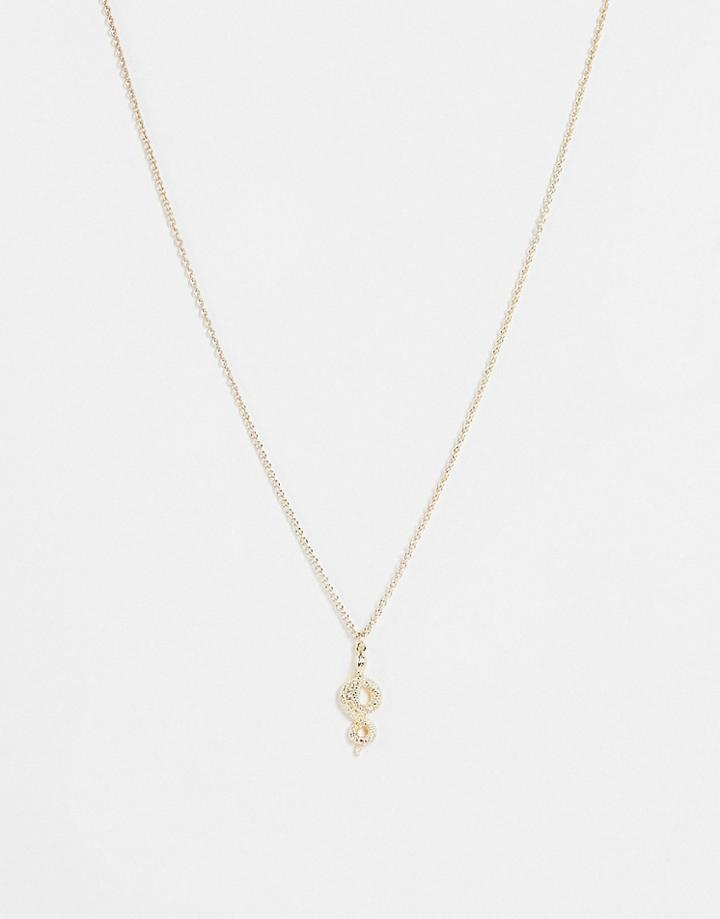 Topshop Snake Pendant Necklace In Gold