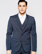 Asos Slim Suit Jacket With Stretch In Blue - Blue