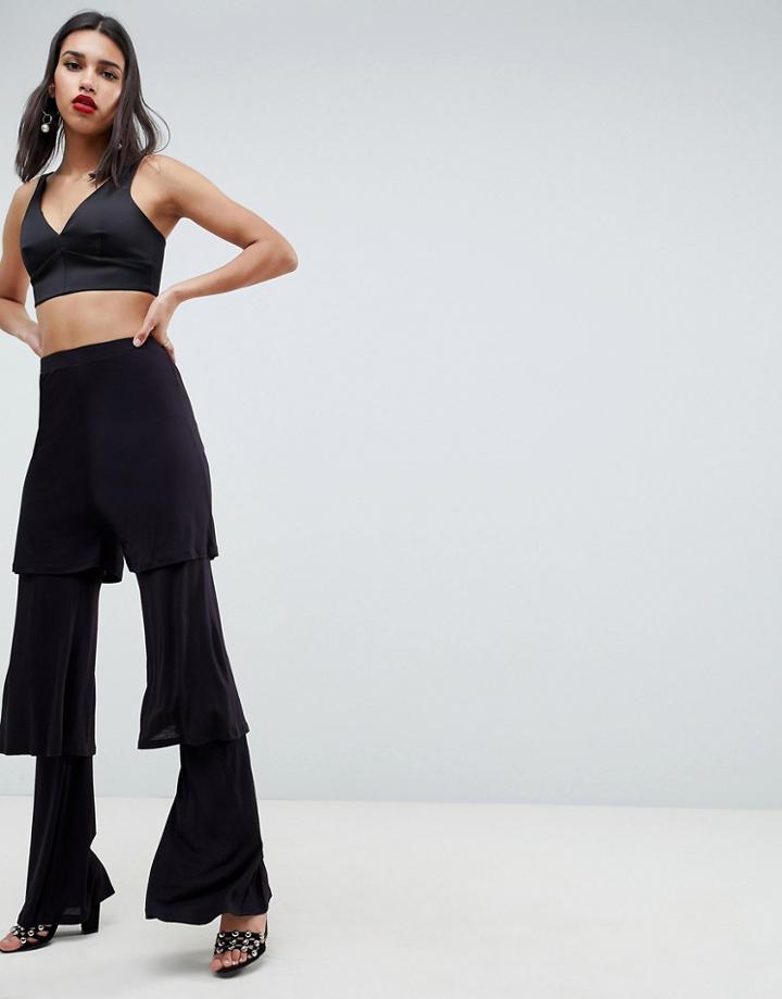 Asos Design Tiered Pants - Black