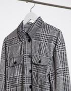 Jdy Calle Long Sleeve Oversized Plaid Shirt In Black And White