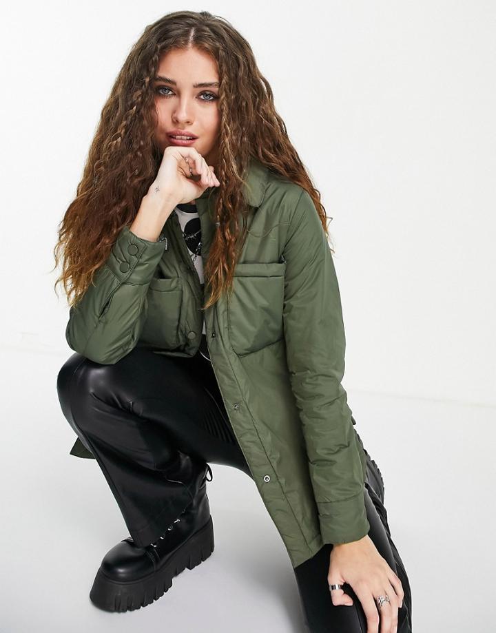 Violet Romance Padded Jacket In Khaki-green