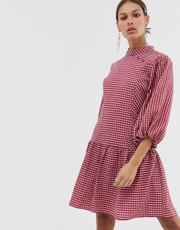 Resume Odina Check Print Smock Mini Dress - Red