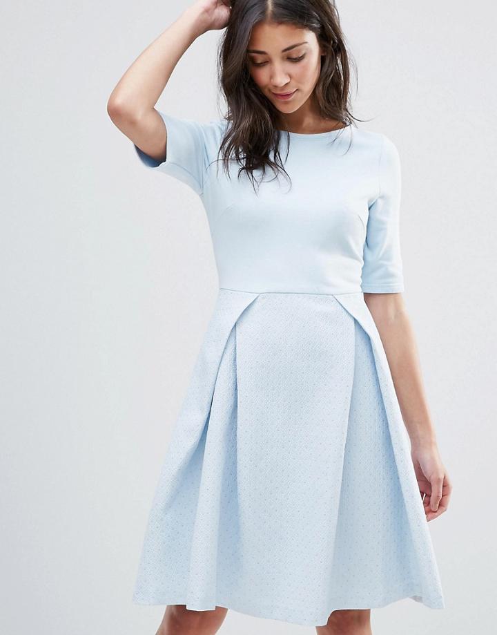 Traffic People Pleated Skater Dress - Blue