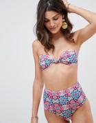 Asos Design Mix And Match High Waist Bikini Bottom In Mosaic Tile Print-multi