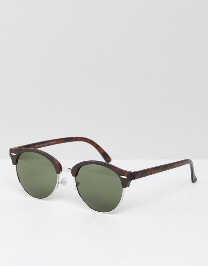 New Look Round Sunglasses In Brown - Brown